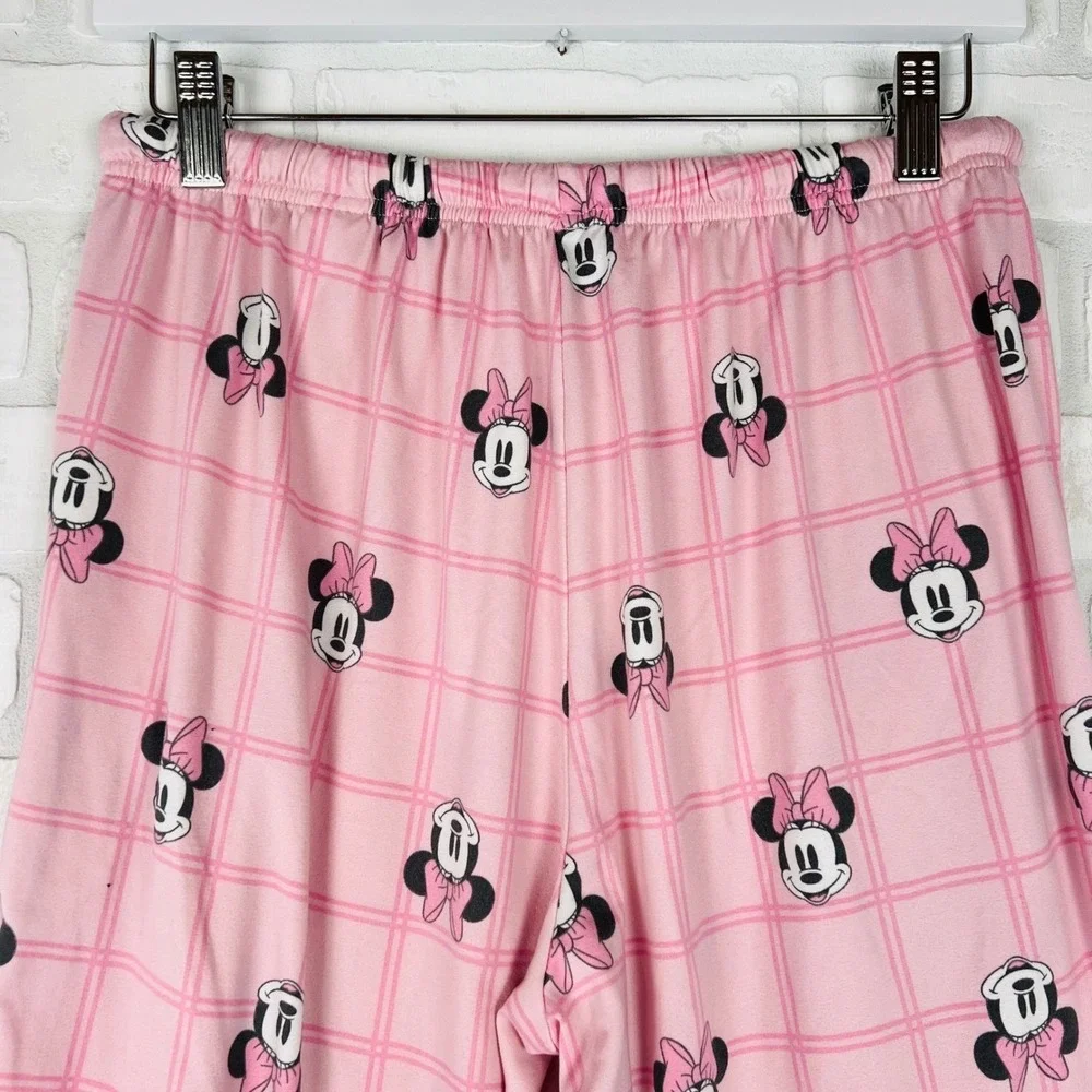 Disney Minnie Mouse Pink Plaid Pajama Set Long Sleeve Top & Joggers Women XS - Picture 8 of 12